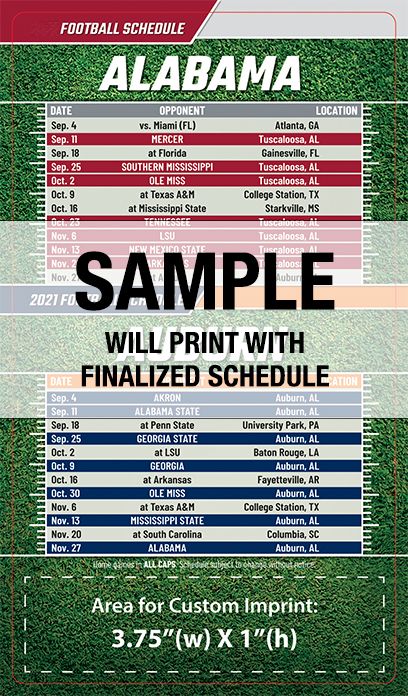 Alabama Football Schedule Printable Schedule PDF Football Schedule